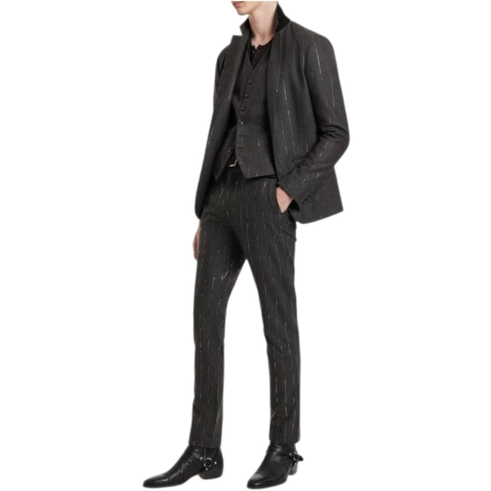 Brown Silver Pinstripe Pant